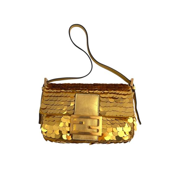 Fendi Mini Gold Sequin Baguette - Picture 1 of 9